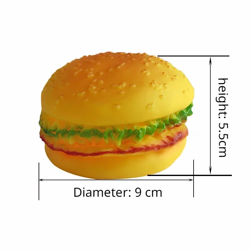 1pc Rubber Hamburger Shaped Squeak Toy for Pet Screaming Chew Squeaky Dog Cat Toys Training Playing Toy