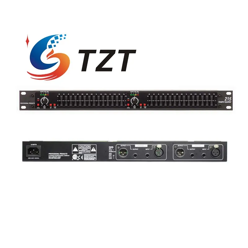 TZT TZT-215 2チャンネル 15バンドイコライザー プロフェッショナルグラフィックイコライザー (ブラックパネル/シルバーパネル) XLRおよびTRS搭載