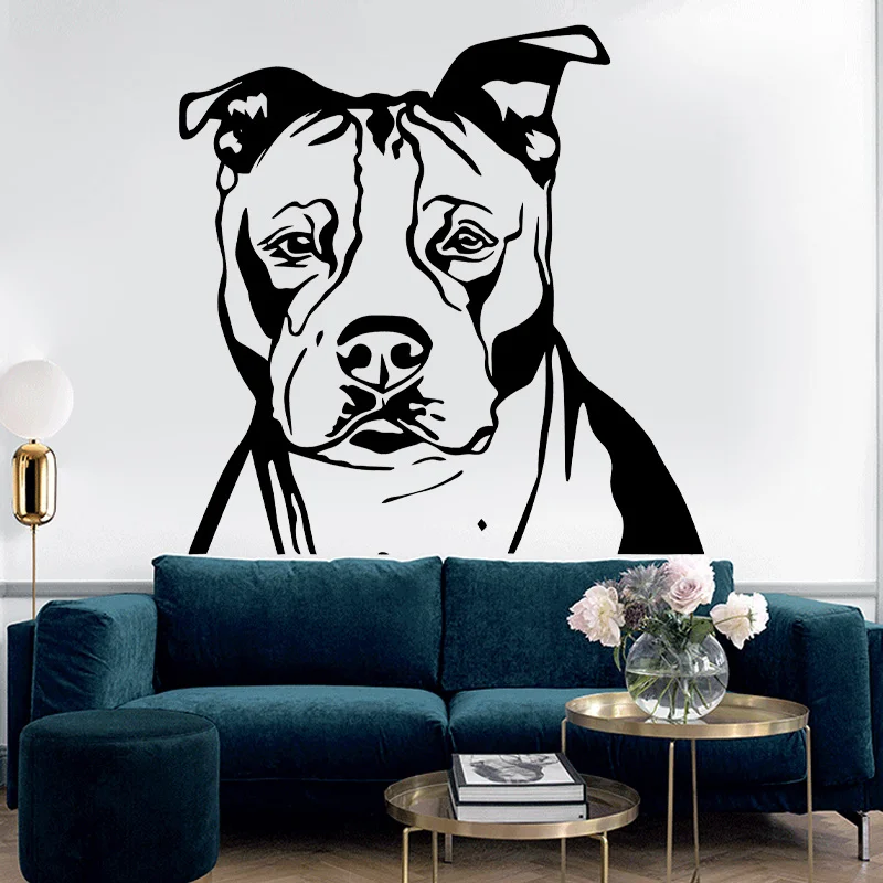 Pitbull Dog Wall Decals Vinyl Modern Art Home Decoration Living Room Bathroom Pet Shop Decor Sticker Animals Grooming Salon Z580