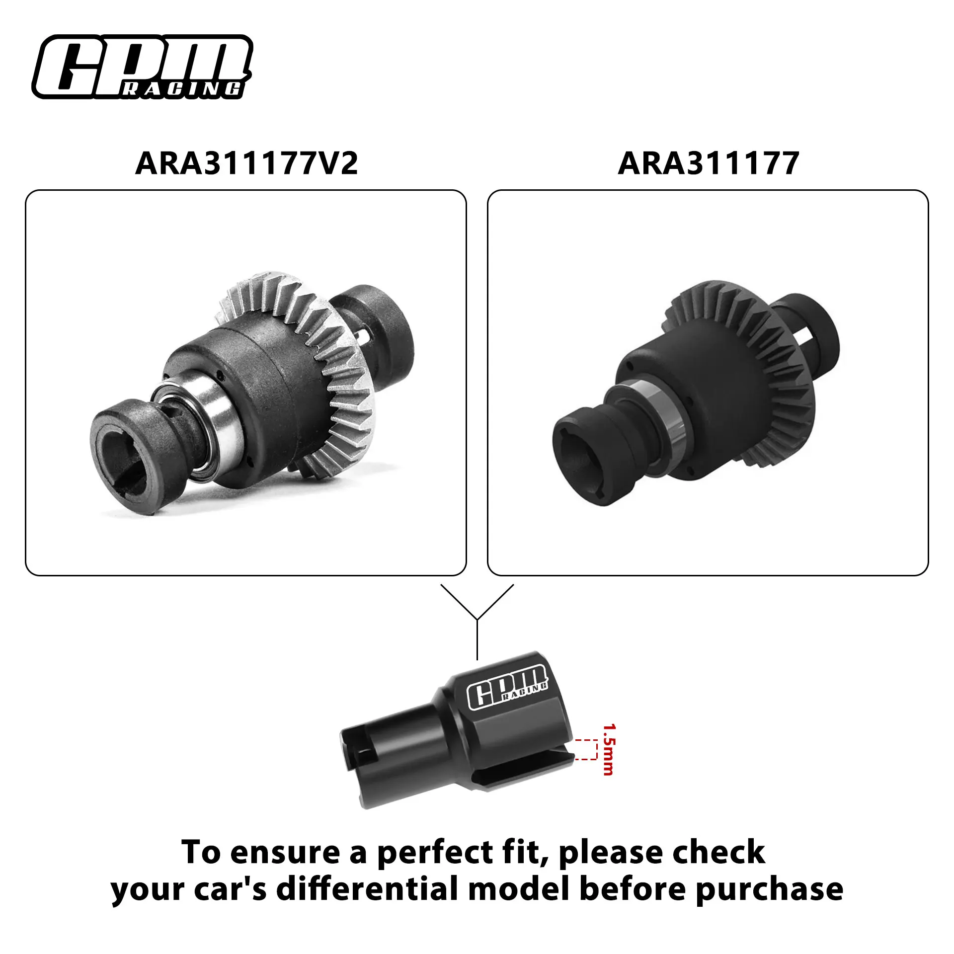 

GPM Med CS F/R Diff Outdrive For ARRMA 1/18 Granite Grom Typhon Grom Mojave Grom ARA311177V2