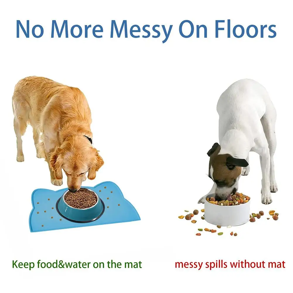 Pet Silicone Food Mat Portable Waterproof Leak-proof Non-slip Feeding Mats Bowl Pad For Cat Dog Puppy Feeder Tray Water Placemat