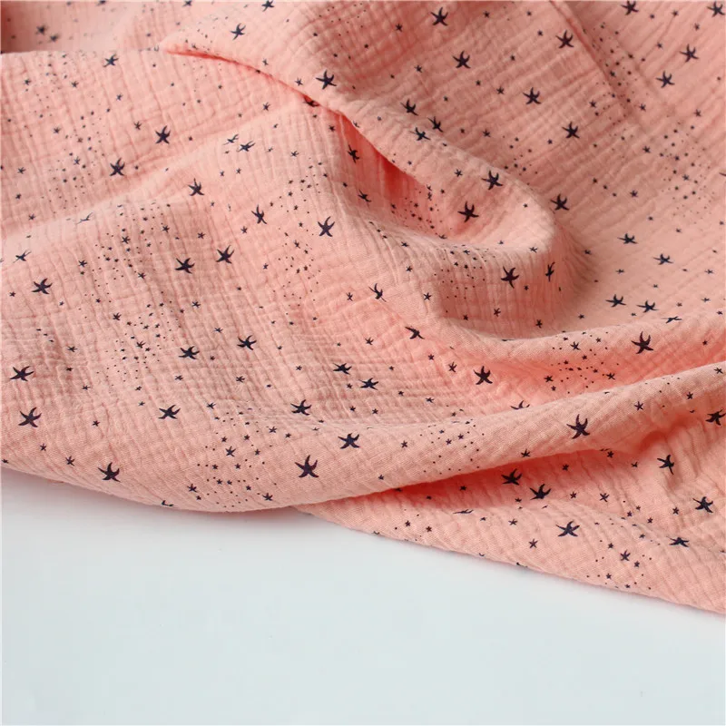 135cm X50cm High Quality Soft Thin Double Crepe star Texture Cotton Fabric, Make Shirt, Dress, Underwear, Cloth 160g/m