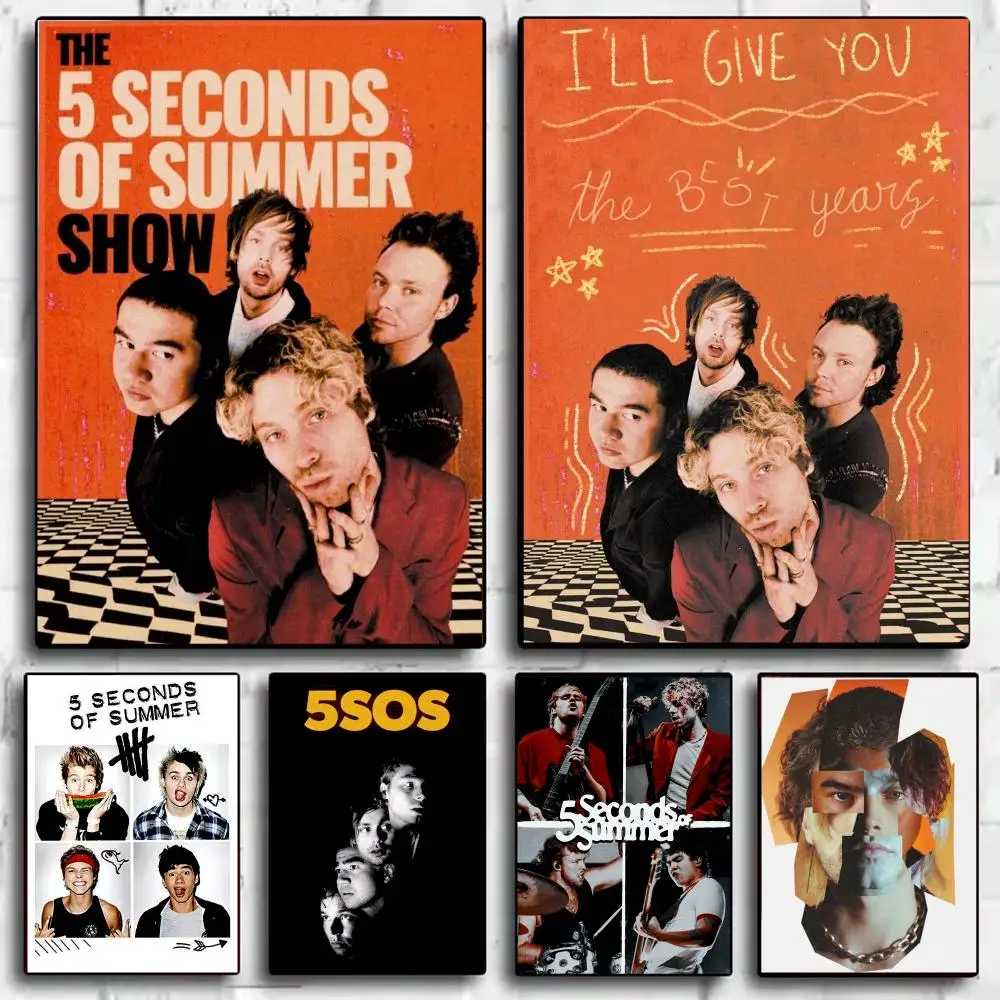 Band 5-5SOS 5 Seconds of Summer Poster Japandi Wall Art Canvas Print Minimalist Japanese Style Bedroom Decor