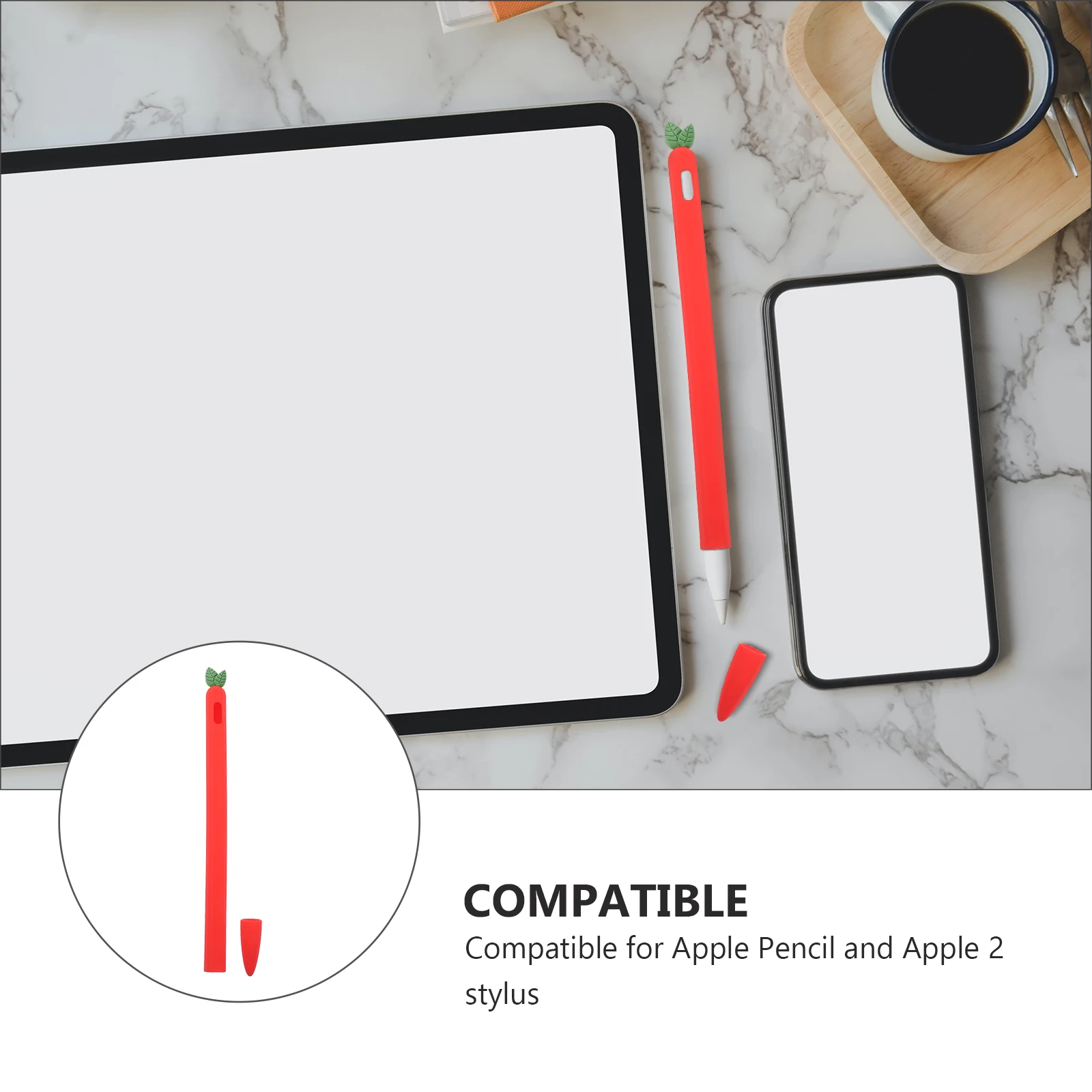 

Stylus Pen Cover Carrot Style Silicone Sleeve for Pencil 2 Shockproof Anti-Slip Lightweight Portable Fashion Accessory