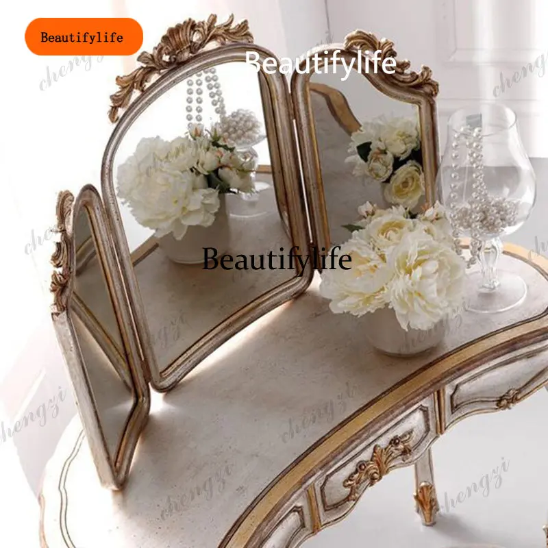 B456 European retro high-end custom makeup mirror French bedroom desktop vanity mirror entrance living room