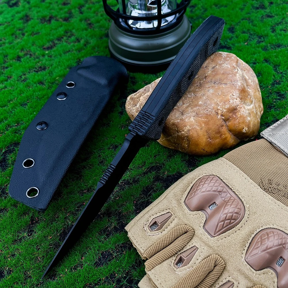التكتيكية في الهواء الطلق التخييم شواء الفولاذ المقاوم للصدأ شفرة مثبتة سكين الصيد الدفاع عن النفس EDC سكين البرية بقاء أدوات D2 شفرة