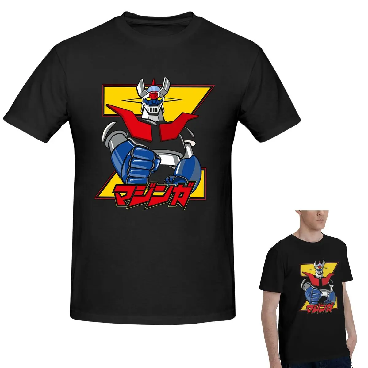 

Футболка Mazinger Z из 100% хлопка, мужская модная футболка большого размера, мужские летние рубашки с круглым вырезом, топы, S-6XL
