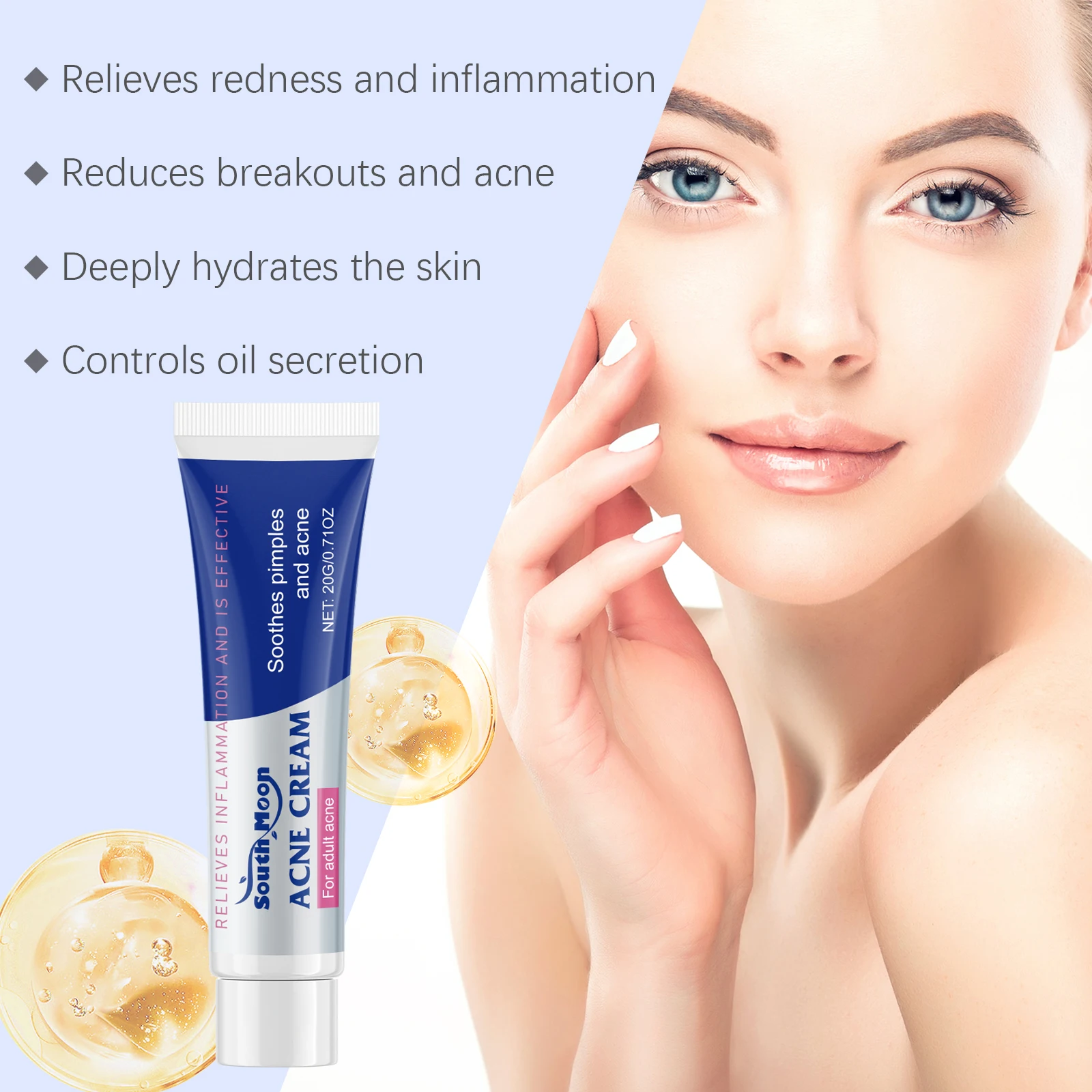 20/40/60g Anti Acne Cream Oil Control Repair Pimple Spot Remove Acne Mark Cleaning Refreshing Moisturizer Skin Pore Shrink Cream view 6