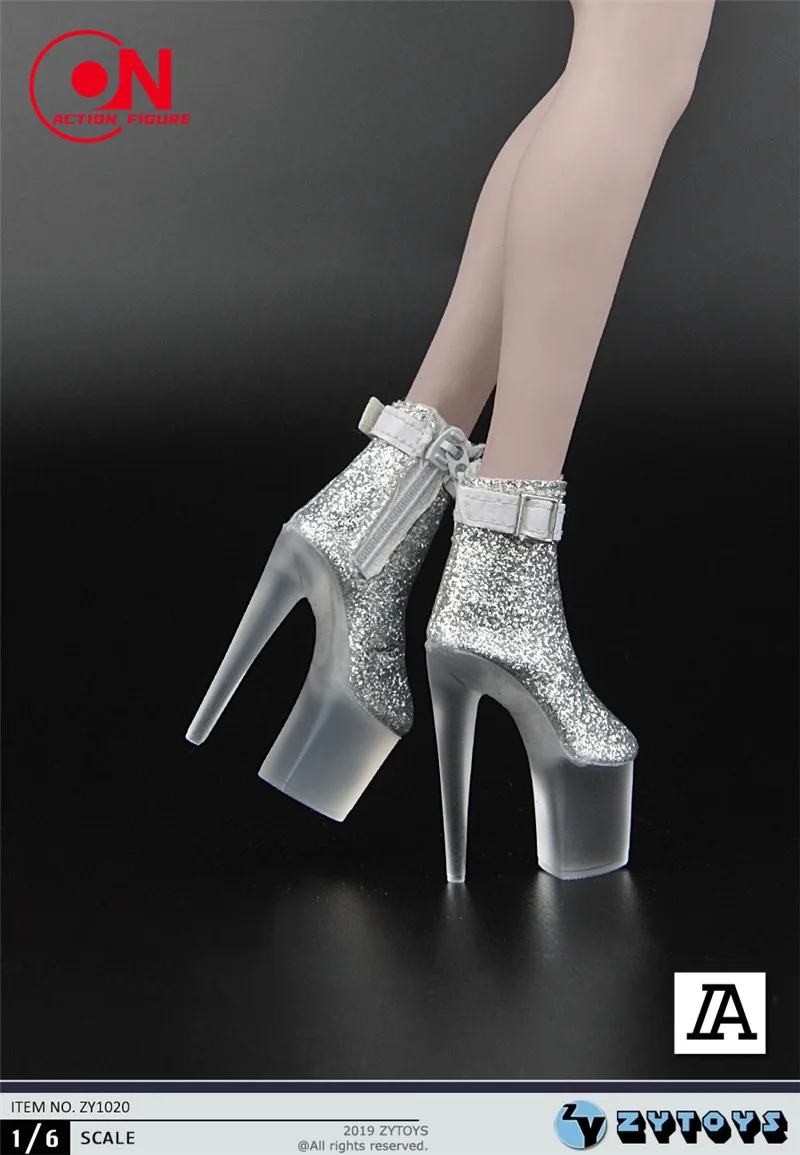 En Stock ZYTOYS 1/6 ZY1020 soldado femenino zapatos de tacón alto con parte inferior transparente modelo apto para figura de acción de 12 pulgadas zapatos de muñeca OB OD