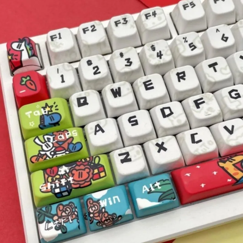 132 MOA Keycaps Animal Party Theme Anime Key Caps Personalizada Kawaii Custom Keycaps Teclado Mecânico Gaming Setup Accessories