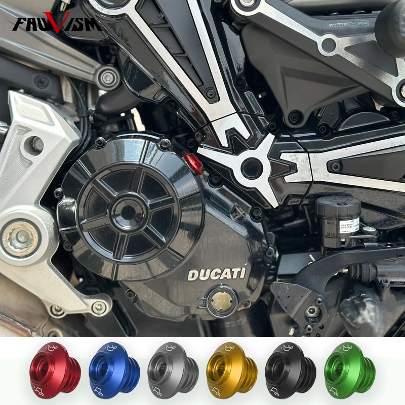 Tapa del enchufe del motor de la taza del filtro de aceite CNC para Ducati 848 899 959 1299 1200 PANIGALE V4 V4S HYPERMOTARD 796 821 939 950 SP MONSTER 696