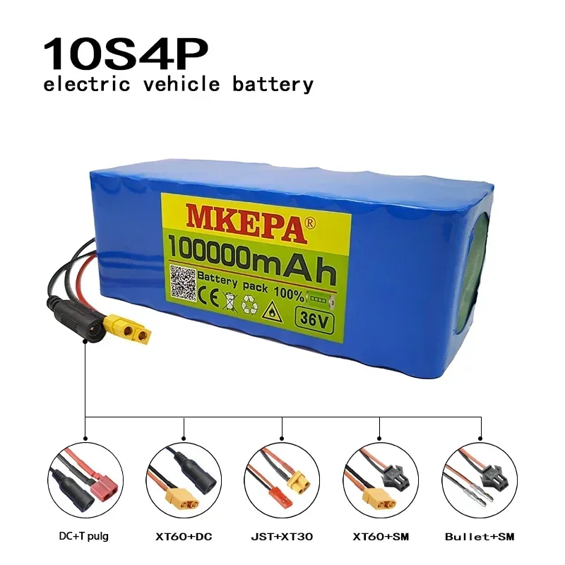 

10S4P 100Ah 36V/42V battery pack high-power battery 100000mAh electric bicycle battery with BMS