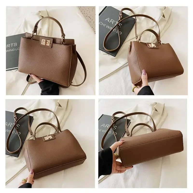 Simple Fashion Hand Bags for Women Luxury Brand Designer Handbags Large Capacity Pu Shoulder Messenger Bag Commuter Tote Bag