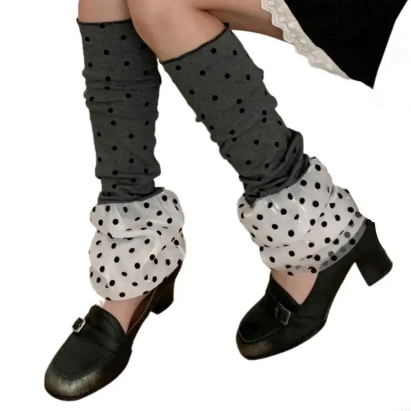 195E مطاطا لتدفئة الساق بولكا نقطة لهجة نسيج الأكريليك الناعم الدفء للارتداء لفترات طويلة #4
