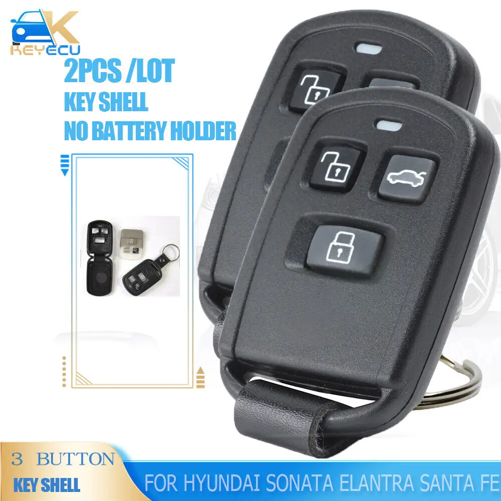 KEYECU 2 sztuk 3 przyciski obudowa pilota z kluczykiem samochodowym Shell Fob dla Hyundai Sonata Elantra Santa Fe XG350 2001 2002 2003 2004 2005 2006