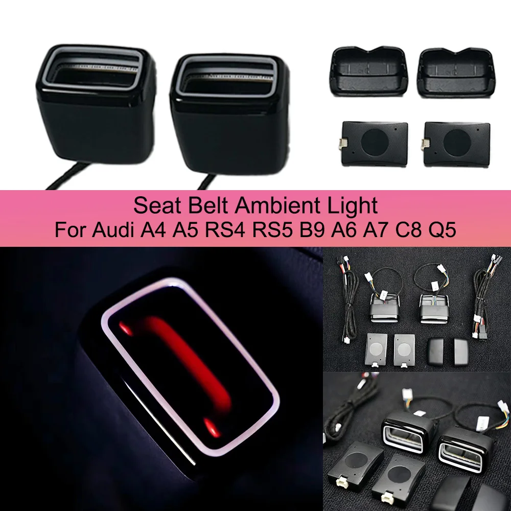 Sicherheitsgurt-Ambientebeleuchtung für Audi A4 A5 RS4 RS5 B9 A6 A7 C8 Q5 2020-2024 30 Farben Dekorative Beleuchtung