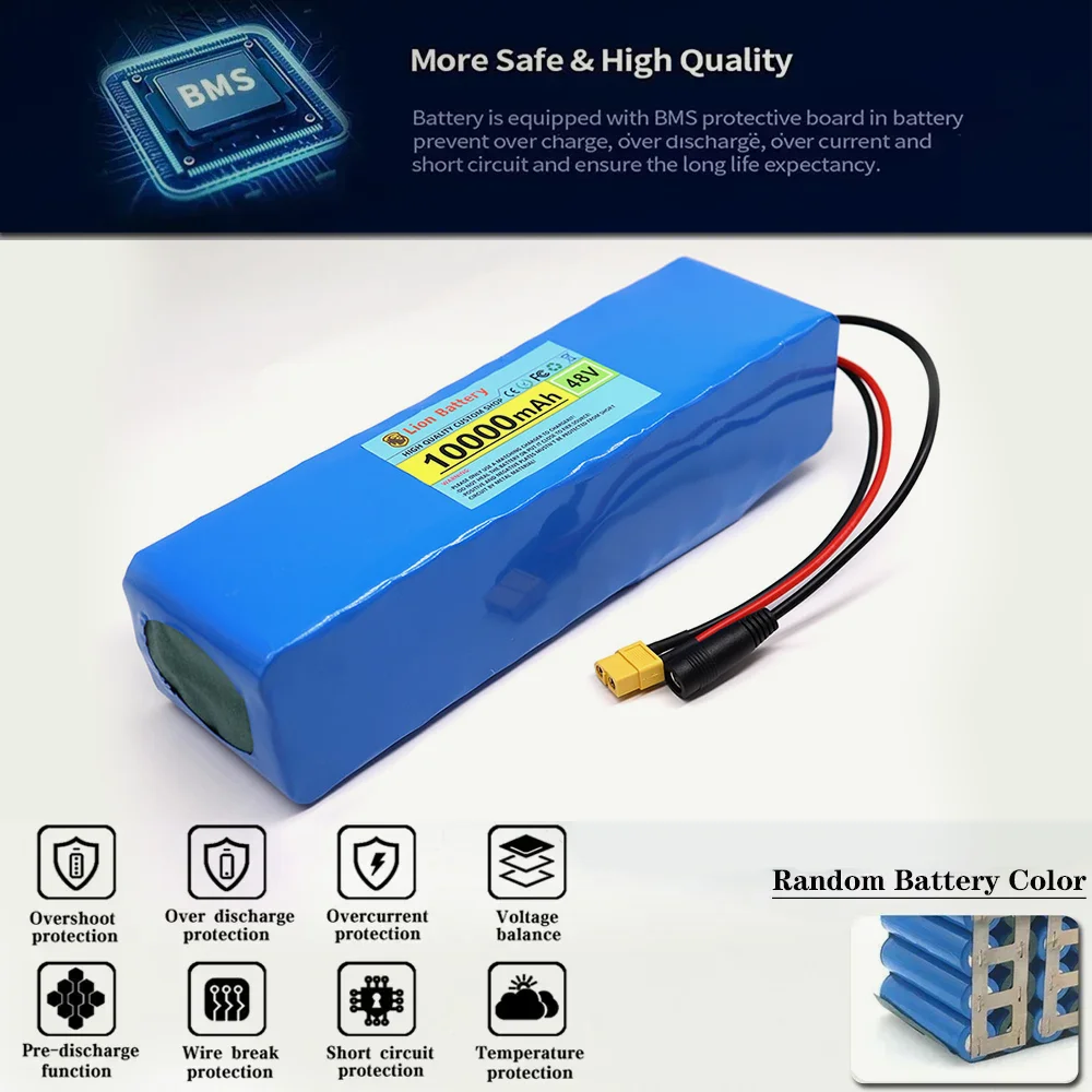 

48V 10000mAh 500W 13s3p 48V 18650 Li-Ion Battery Pack for 54.6V Electric Scooter with BMS 54.6V Charger and Backup Battery