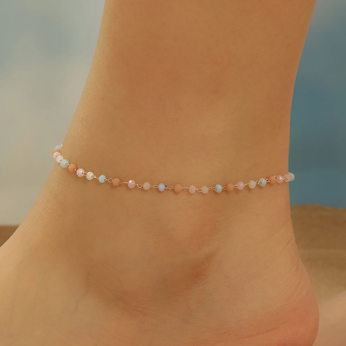 Cxwind Fashionable and popular Korean ankle chains, laser plated ankle chains in various colors, birthday gifts