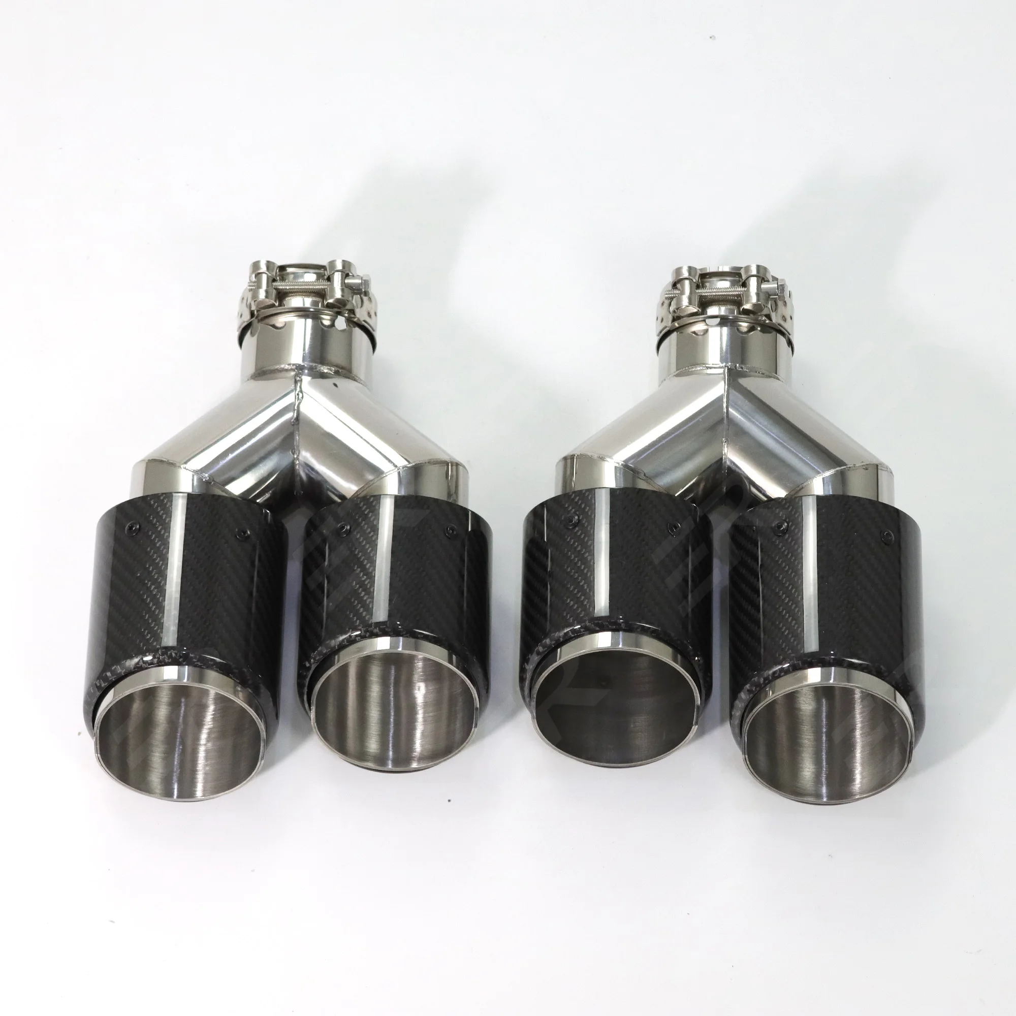 ER Universele Uitlaattips auto-accessoires Echte Glanzende Koolstofvezel Roestvrij Dubbele Uitlaat voor auto-uitlaatpijp Wijzigen