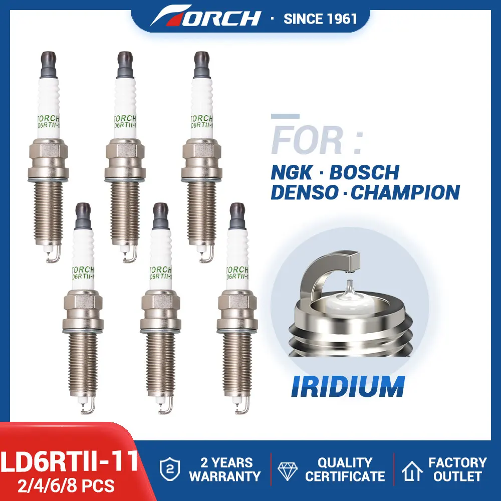 

2-8PCS Double Iridium Spark Plug TORCH LD6RTII-11 Candle Replace for DILKAR6A11 NISSAN 22401-EW61B 22401-EW67B 22401-JA01B