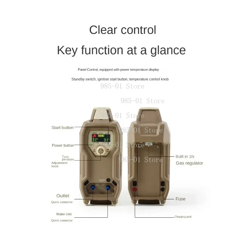 Multifunctional outdoor water heater, quick heating portable electric shower device for camping use