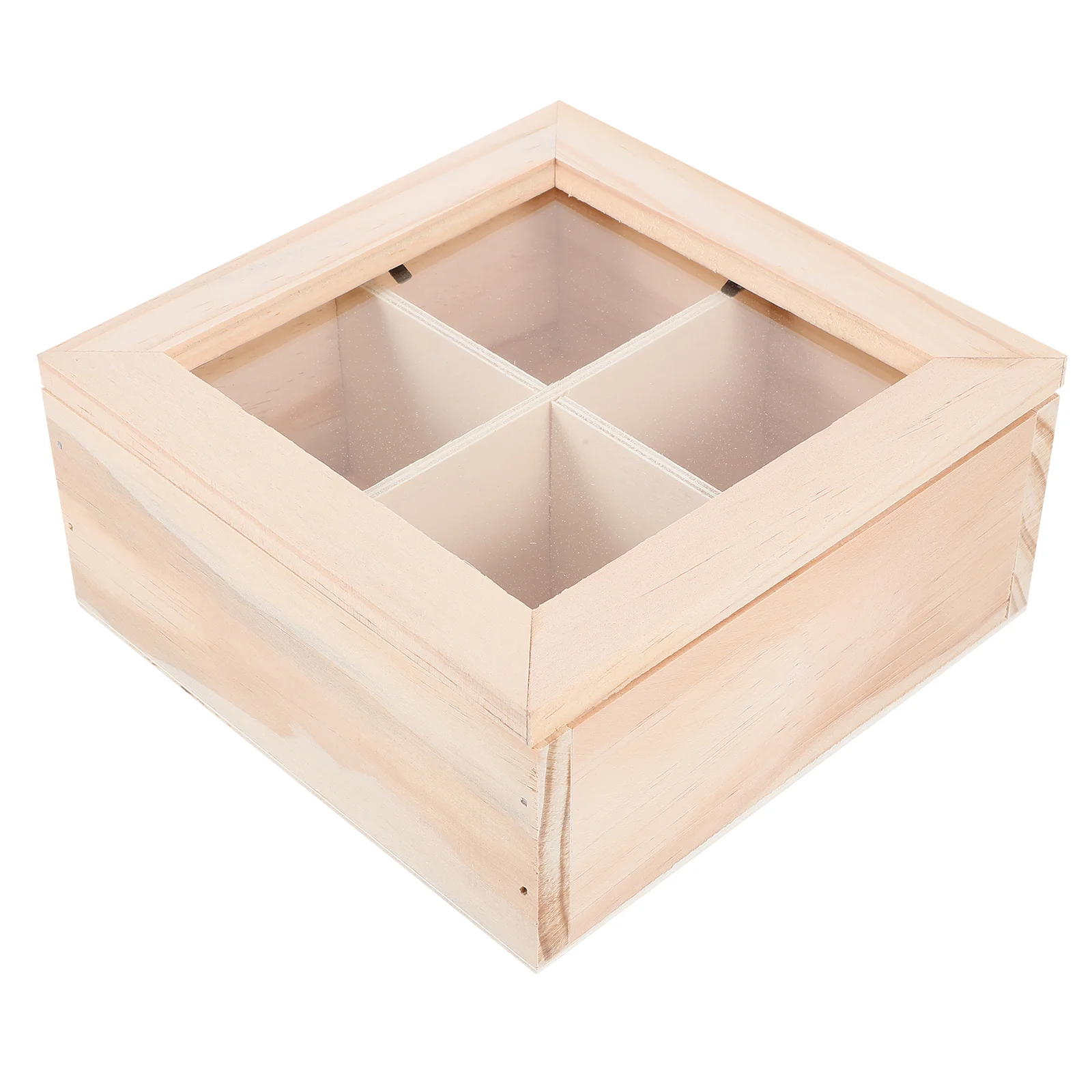 Sugar Packet Organizer Tea Bag Storage Box Home Supplies Household Wood with Clear Window Divided Boxes