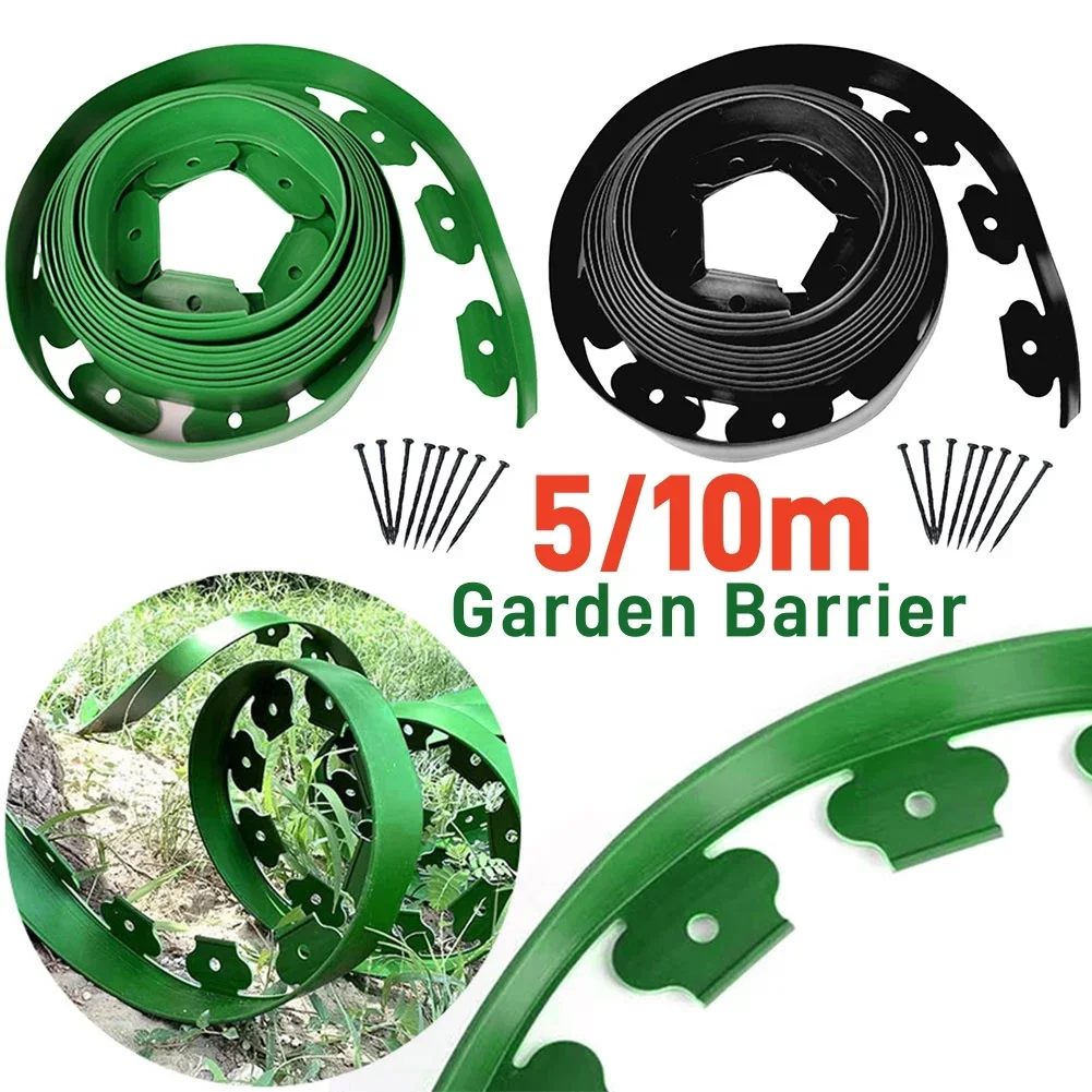 

5/10M Landscape Edging Kit Fixed Garden Barrier Lawn Grass Plastic Edging Border Edging Garden Edging Coil for Lawn Yard Pathway