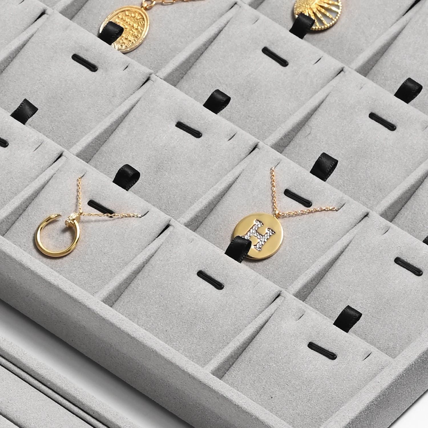 Oirlv Velvet Jewelry Storage Display Tray:24 - Slot Organizer for Necklace Pendants, Elegant Storage & Showcase Solution Jeweler