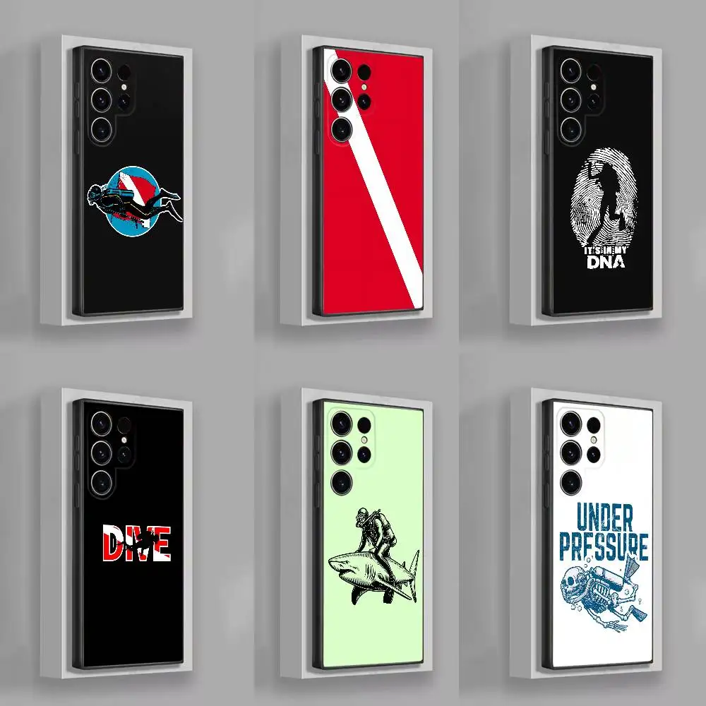 

Scuba Diver Dive Diving Flag Phone Case For Samsung S25,S24,S21,S22,S23,S30,Ultra,S20,Plus,Fe,Lite,5G Black Cover