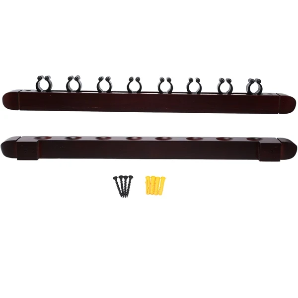 Upgrade Wall Mounted Hardwood Billiard Cue Rack Pool Cue Rack 8 Clips Billiard Holder Bracket