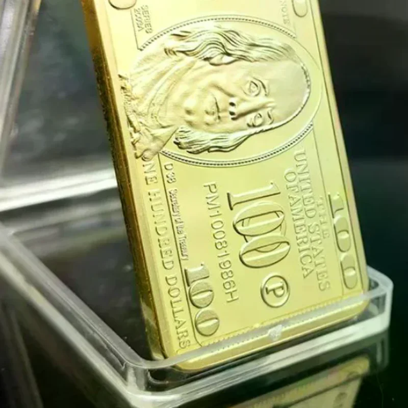 USA 100 Dollar Bullion 24k Gold Bar American Metal Coin Golden Bars USD Collectibles Challenge Medal Festive Gift