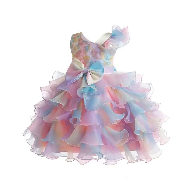 kids Formal Princess Dress Girl Elegant Birthday Party Sleeveless Flowers Dresses Christmas Clothes