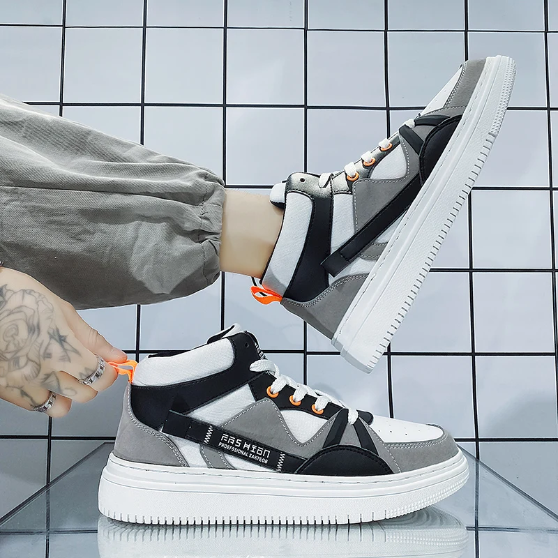 

Износостойкая удобная весенне-осенняя спортивная противоскользящая мужская спортивная обувь на толстой подошве с высоким берцем, модная обувь для доски