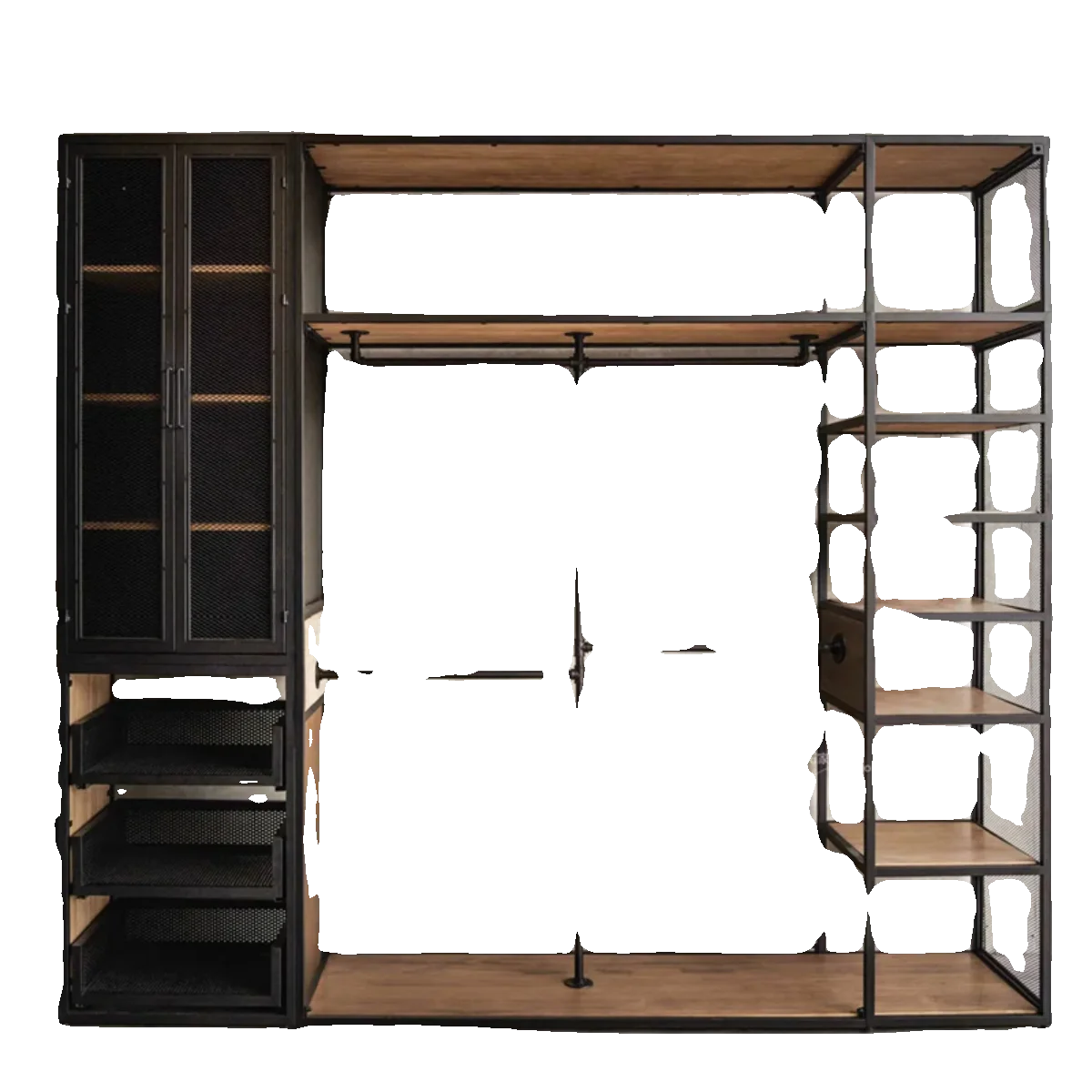 

Лофт открытая полка из кованого железа, подвесной шкаф, бытовая спальня, вешалка для одежды, гардероб, комбинация шкафа
