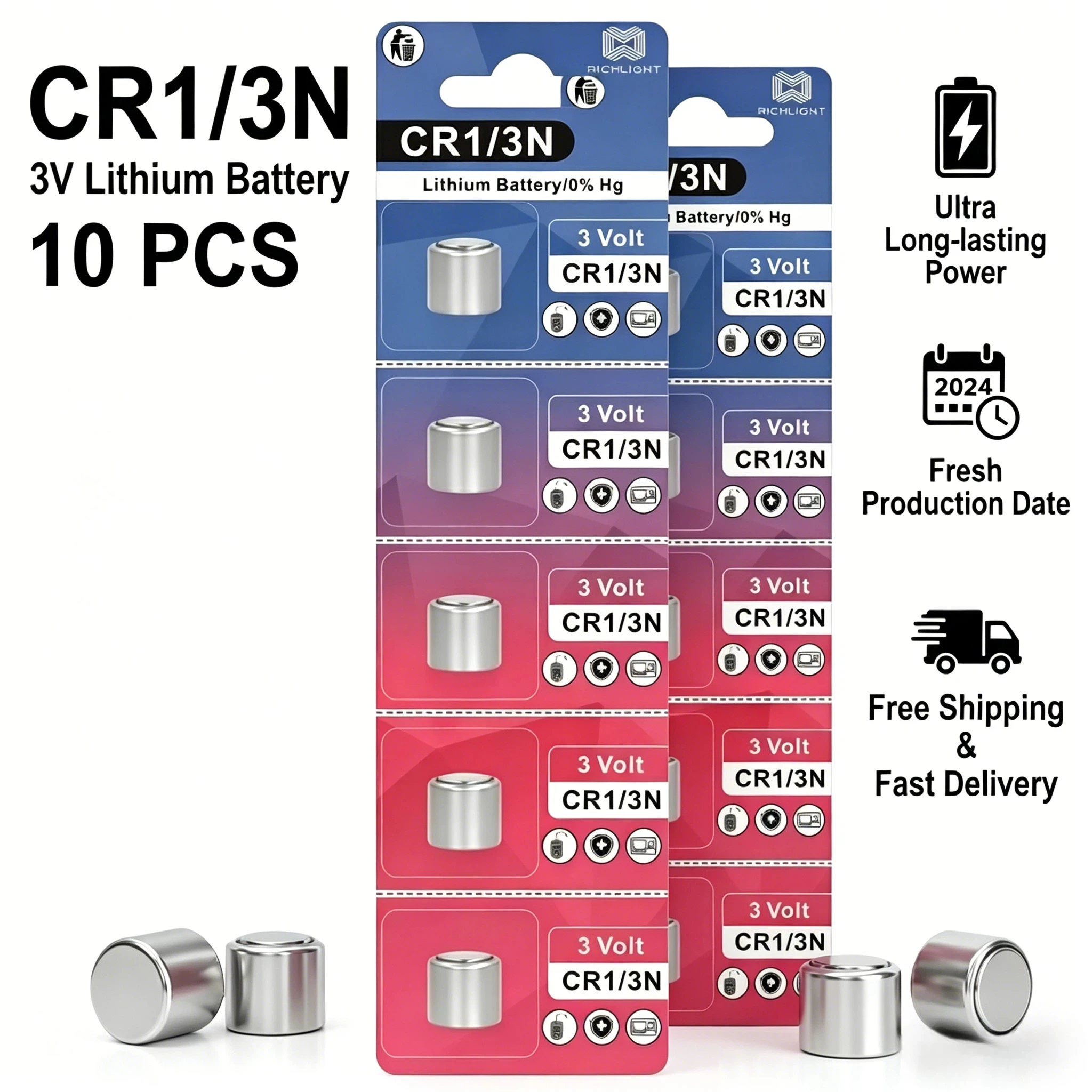 

CR1/3N 3V Lithium Battery, CR-1/3N, CR13N, DL-1/3N for Camera, Car Key, Locator, Glucose Meter, Calculator, Button Cell Battery