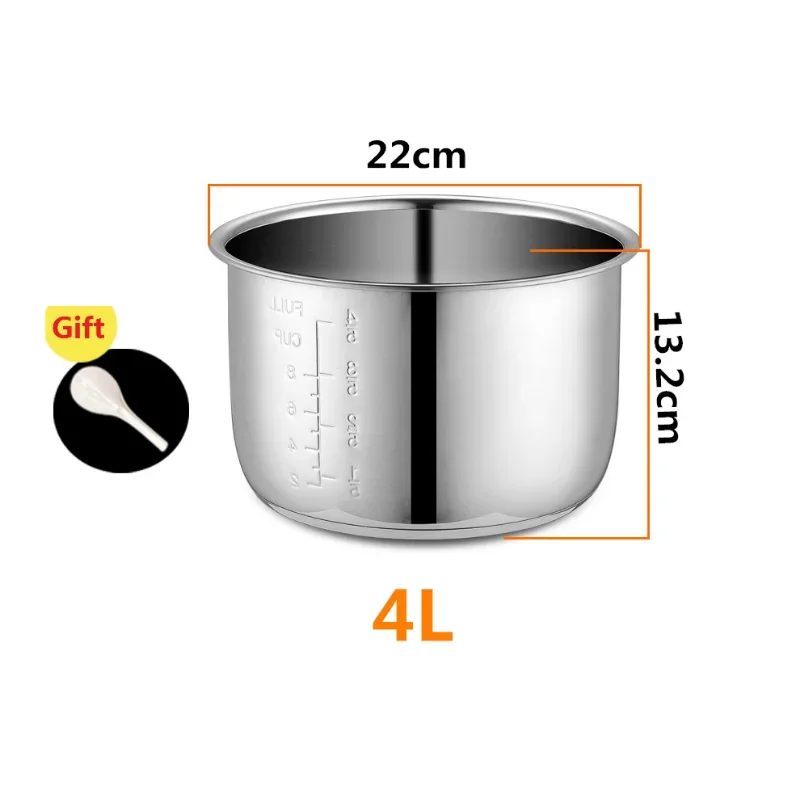 4L Electric pressure cooker liner inner bowls multicooker bowl stainless steel tank for cooking soup porridge