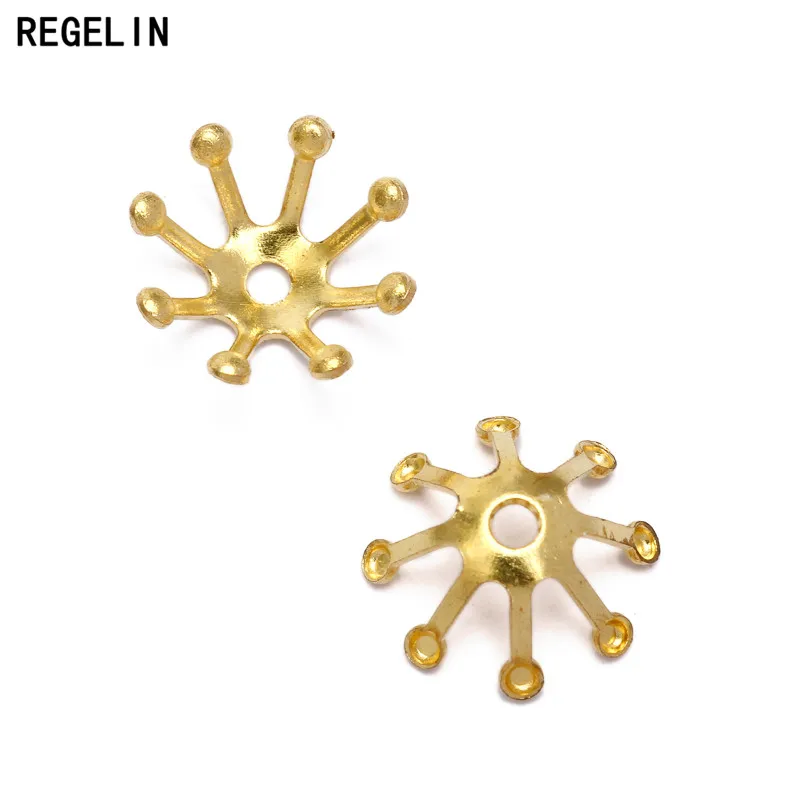 REGELIN 100pcs 10mm Vintage Filigree Jewerly Spacer Flowers Motif Charms Loose Bead End Caps Handmade for DIY Retro Jewelry