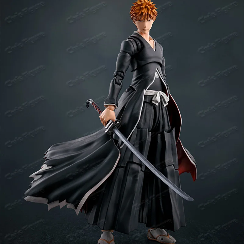 

Original box Bandai SHF BLEACH ICHIGO KUROSAKI Getsuga Tensho Figure Finished Model kit Anime full Action Toy Gifts kid In shock