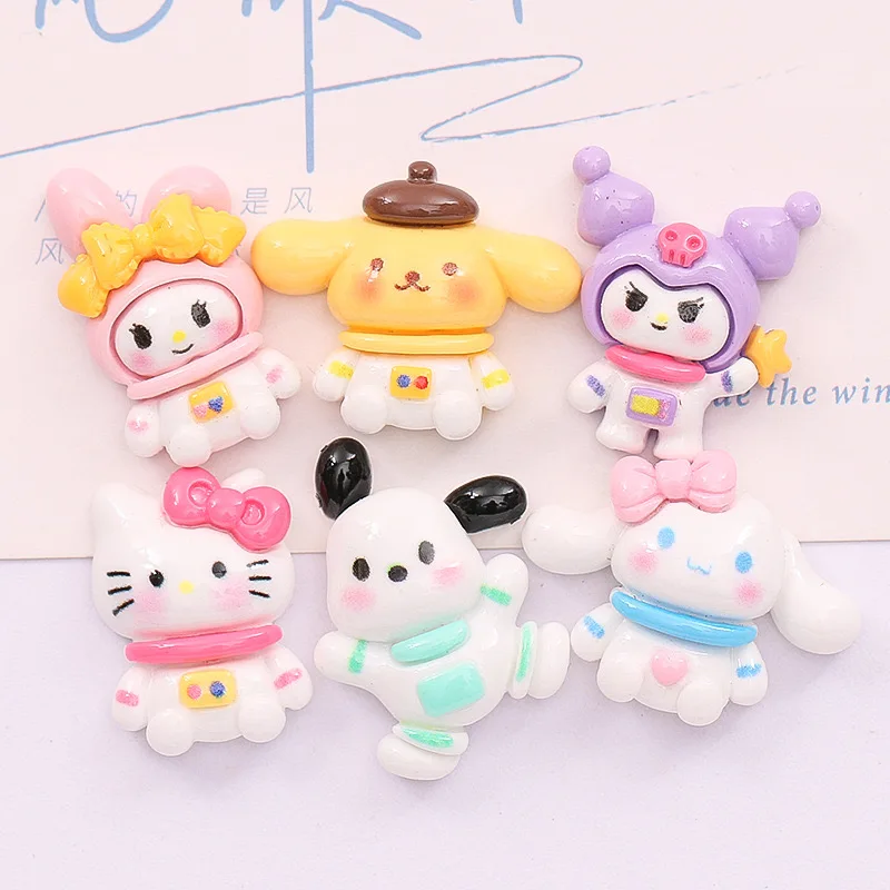 10 Baru  Astronaut Cartoon Cute KT Cat Series Resin Buku Tempel Diy Perhiasan Jepit Rambut Aksesori Proses Dekorasi