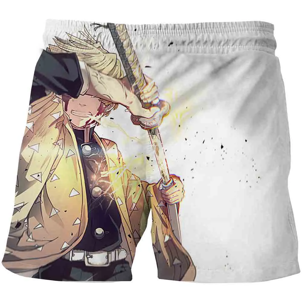 Pantalones cortos Demon Slayer Kimetsu No Yaiba para hombre, Shorts de playa con estampado 3D de Anime, ropa de calle informal, pantalones cortos de tablero para niños