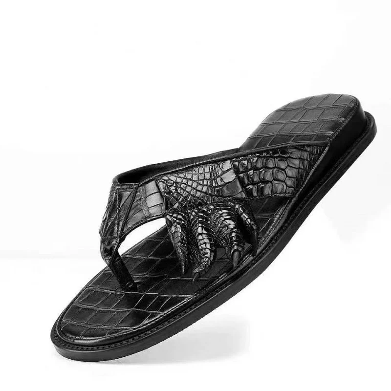 

2023 new arrival Summer Crocodile skin causal slippers men,male Genuine leather sandal pdd78