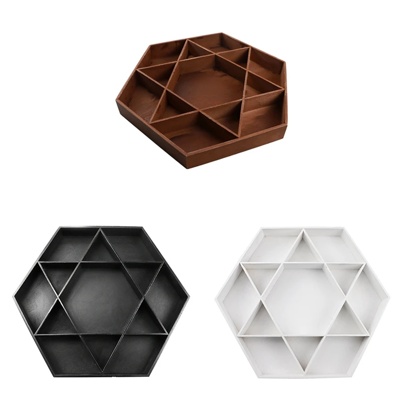 Wooden Holiday Hexagonal Star Tray For Friends, Fruit Plate Storage Box, Decorative Ornaments And Crafts