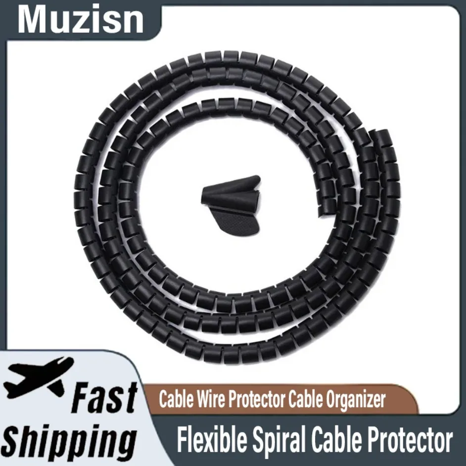 

2M 16/10mm Flexible Spiral Cable Wire Protector Cable Organizer Computer Cord Protective Tube Clip Organizer Management Tools