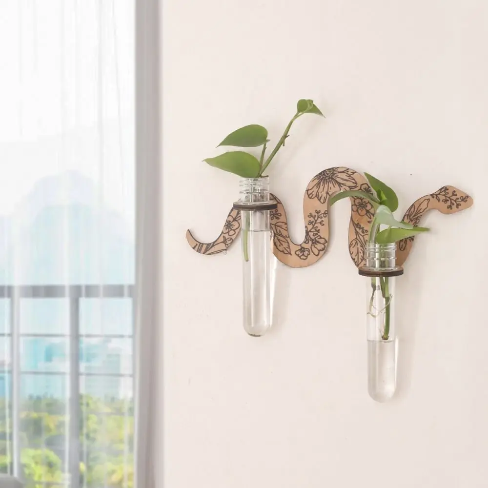 Simple With Pipes Snake Wall Planters Wall-Mounted Wooden Craft Wooden Plant Pot Uniqe Wall Hanging Holder Bedroom