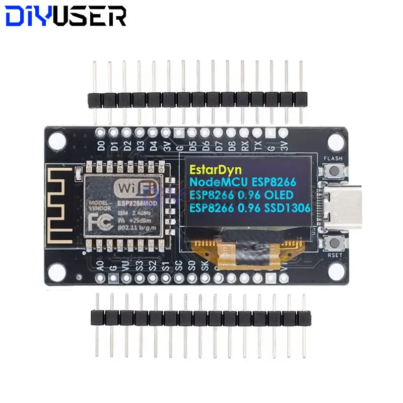NodeMCU ESP8266 V3 Development Board With 0.96 Inch OLED Display CH340 ESP-12F WiFi Module TYPE-C USB For Micropython