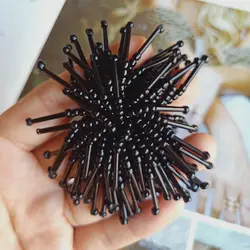 Black and white bead tube back stitch flower crystal pearl handmade beading cloth patch