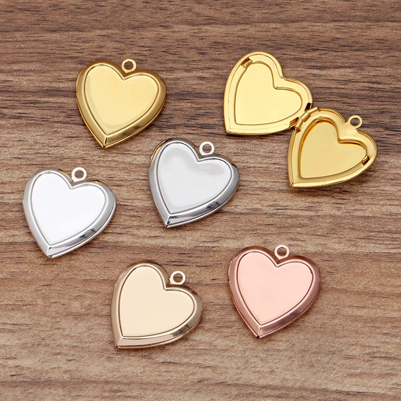 

10pcs/Lot Copper 22mm Heart Photo Frame Locket Charms Picture Pendants DIY Jewelry Findings Can Open Wholesale