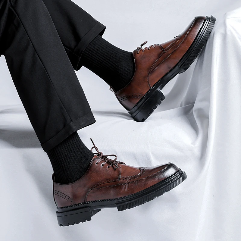 

Мужская осенне-зимняя обувь дерби из искусственной кожи, удобная теплая профессиональная классическая деловая мужская обувь, размеры 37-48