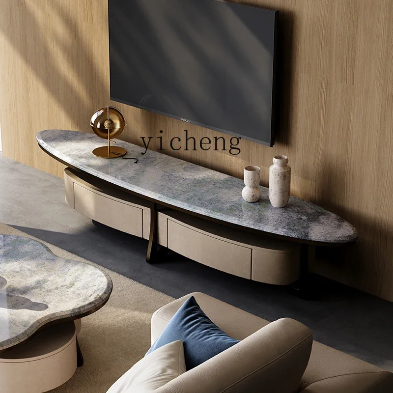 

W5.15 black walnut TV cabinet light luxury villa large flat solid wood TV cabinet