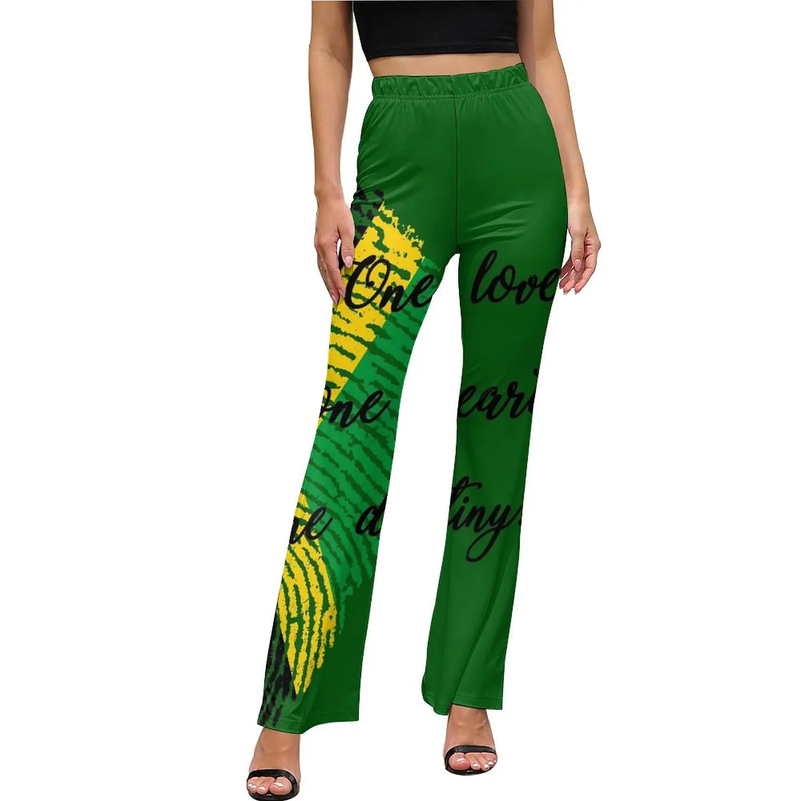 

Jamaica Flag Pants One Love Casual Flare Trousers Summer Women Pattern Aesthetic Slim Pants